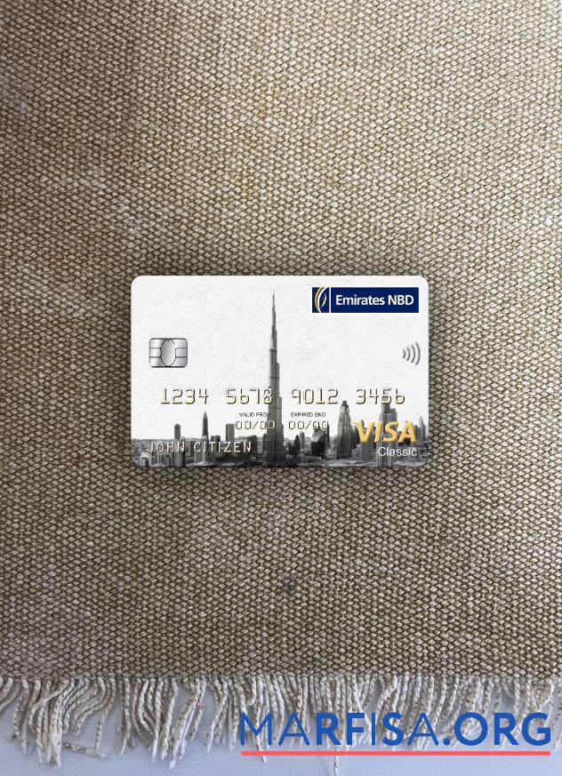 Realistic UAE Dubai Emirates NBD bank visa classic photolook front template